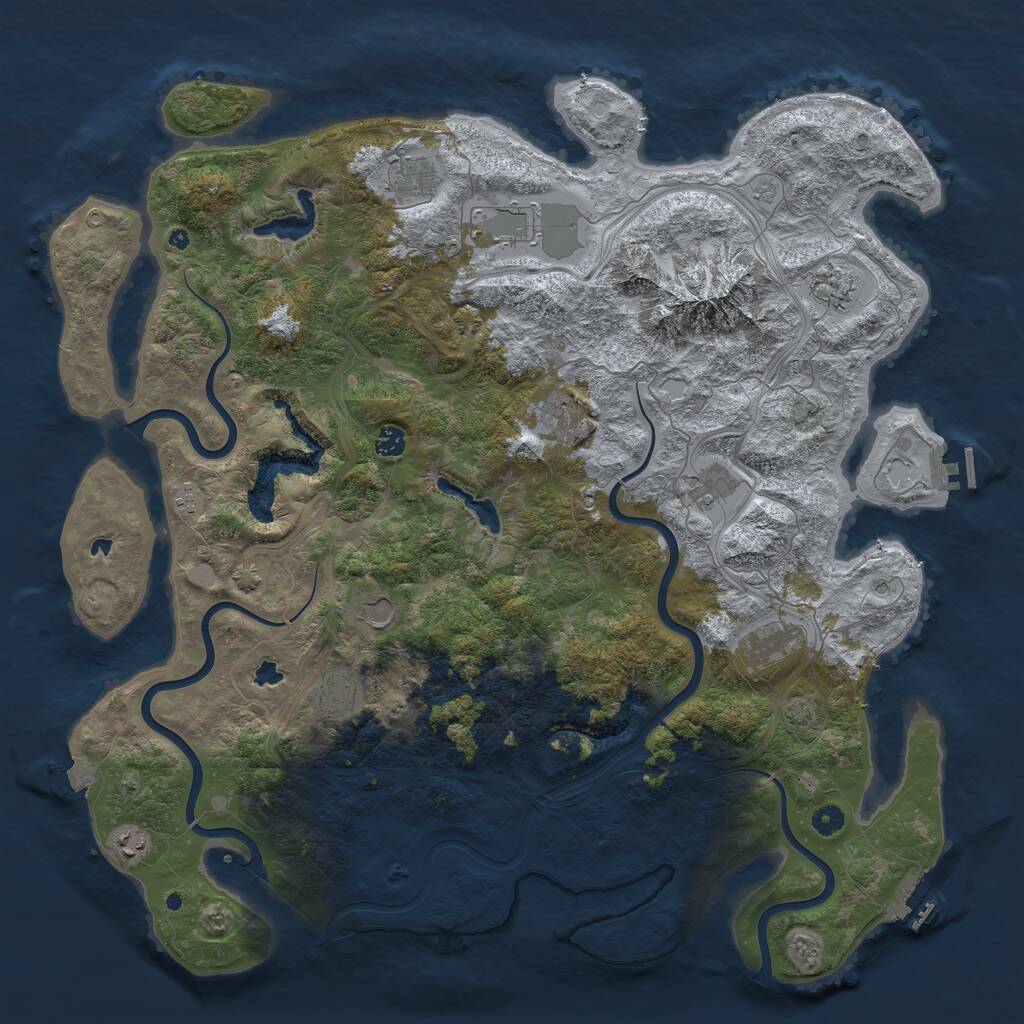 Rust Map: Procedural Map, Size: 5000, Seed: 912091, 17 Monuments