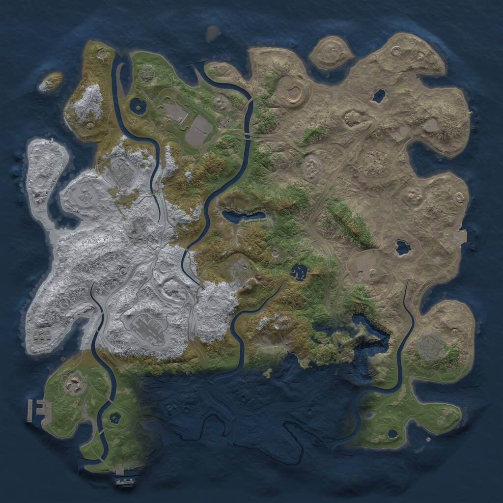 Rust Map: Procedural Map, Size: 4500, Seed: 1466497949, 17 Monuments