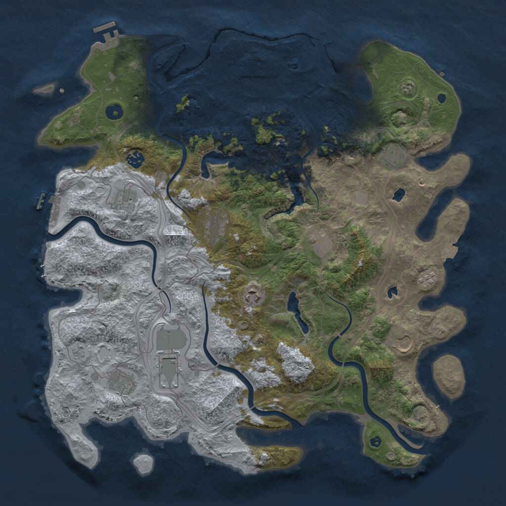 Rust Map: Procedural Map, Size: 4500, Seed: 2036201540, 16 Monuments