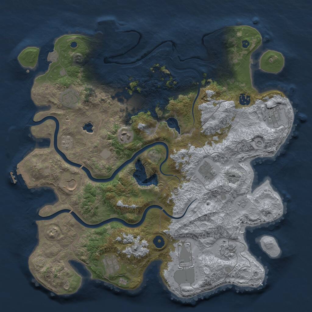 Rust Map: Procedural Map, Size: 4000, Seed: 968379176, 17 Monuments