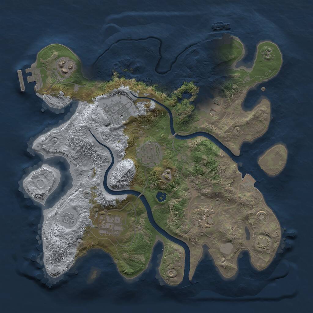 Rust Map: Procedural Map, Size: 3000, Seed: 1037066489, 11 Monuments
