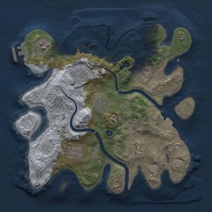 Thumbnail Rust Map: Procedural Map, Size: 3000, Seed: 1037066489, 11 Monuments