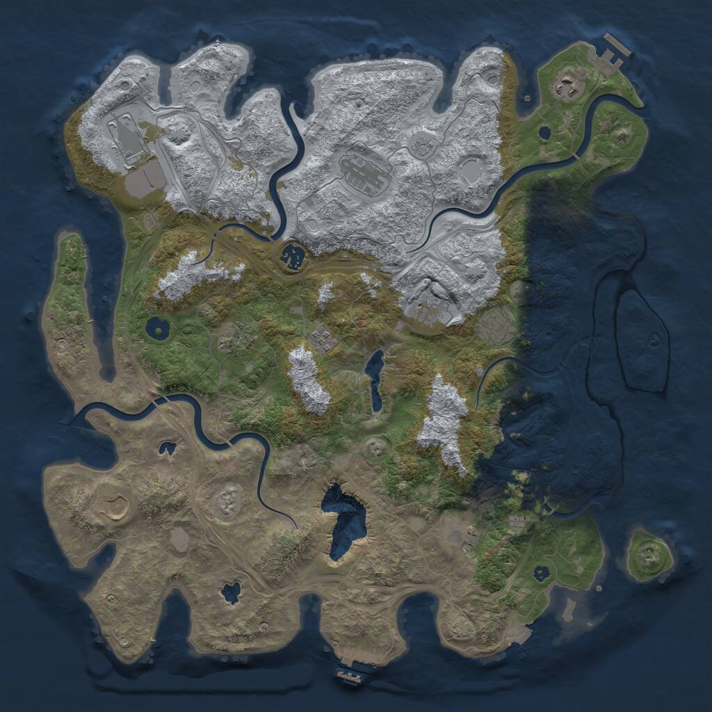 Rust Map: Procedural Map, Size: 4500, Seed: 1470179696, 16 Monuments