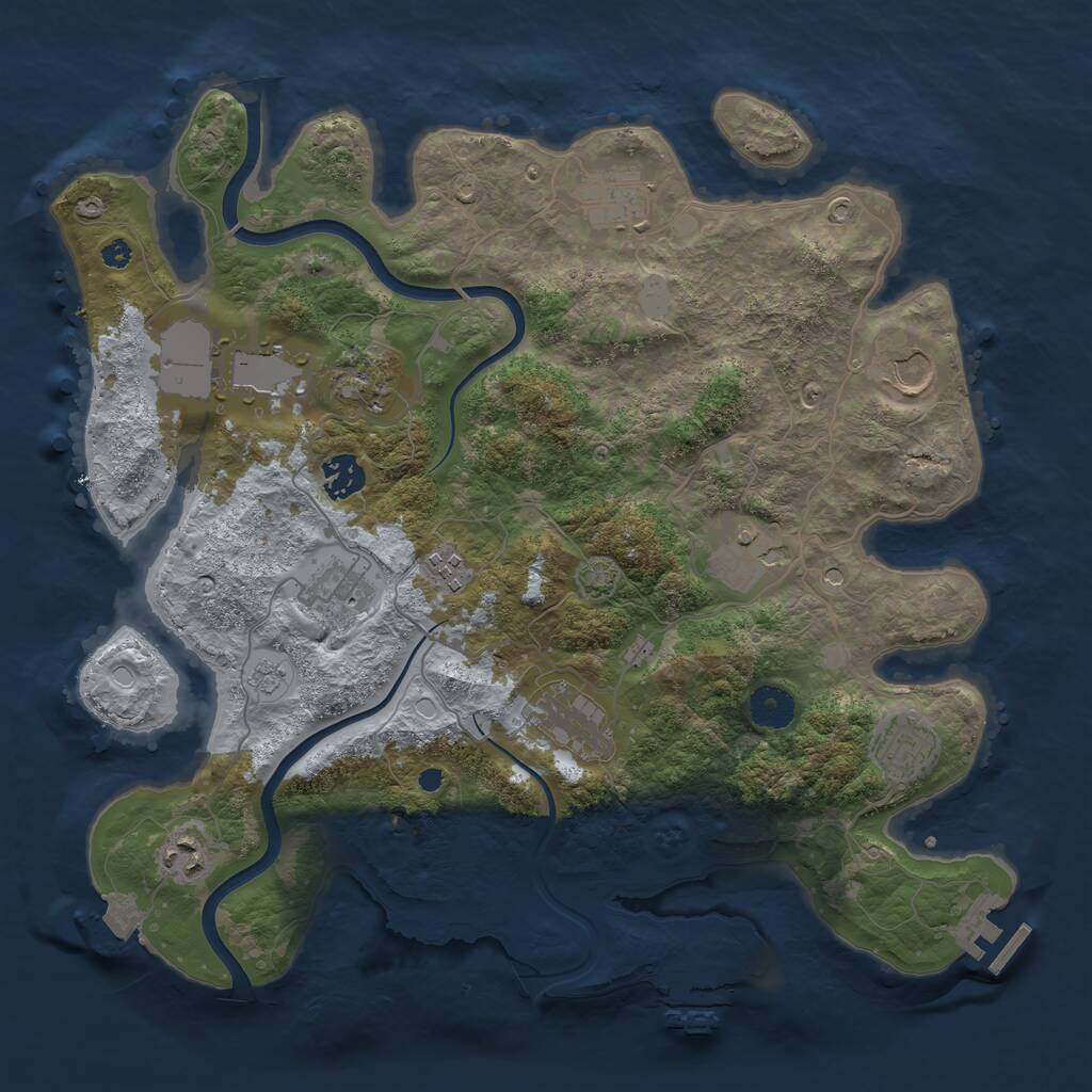 Rust Map: Procedural Map, Size: 3750, Seed: 1238214483, 17 Monuments