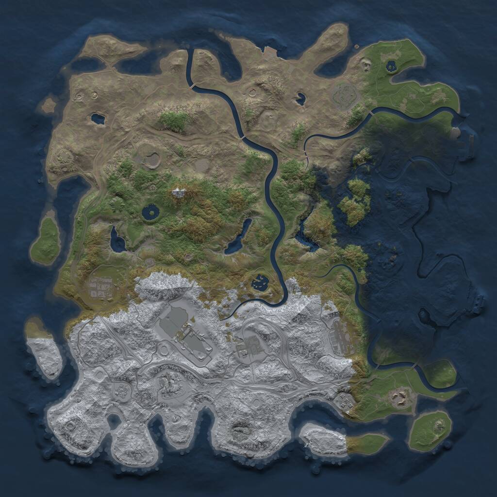 Rust Map: Procedural Map, Size: 4500, Seed: 78874472, 16 Monuments