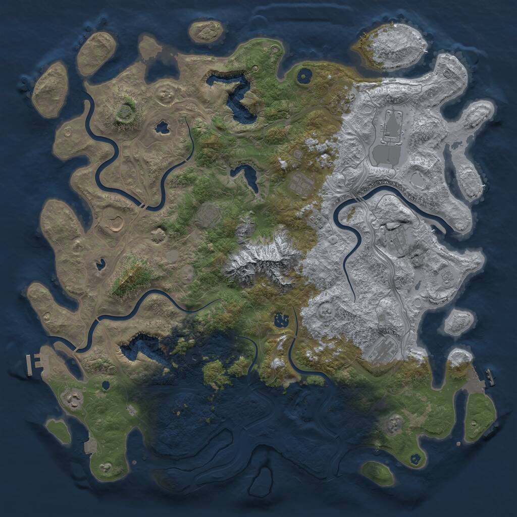 Rust Map: Procedural Map, Size: 5000, Seed: 2345462, 16 Monuments