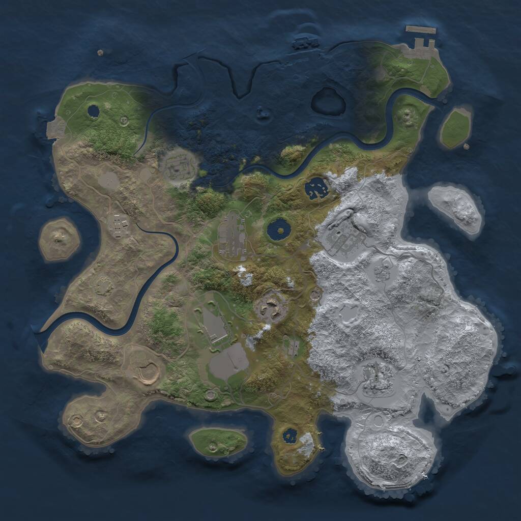 Rust Map: Procedural Map, Size: 3500, Seed: 486246452, 15 Monuments