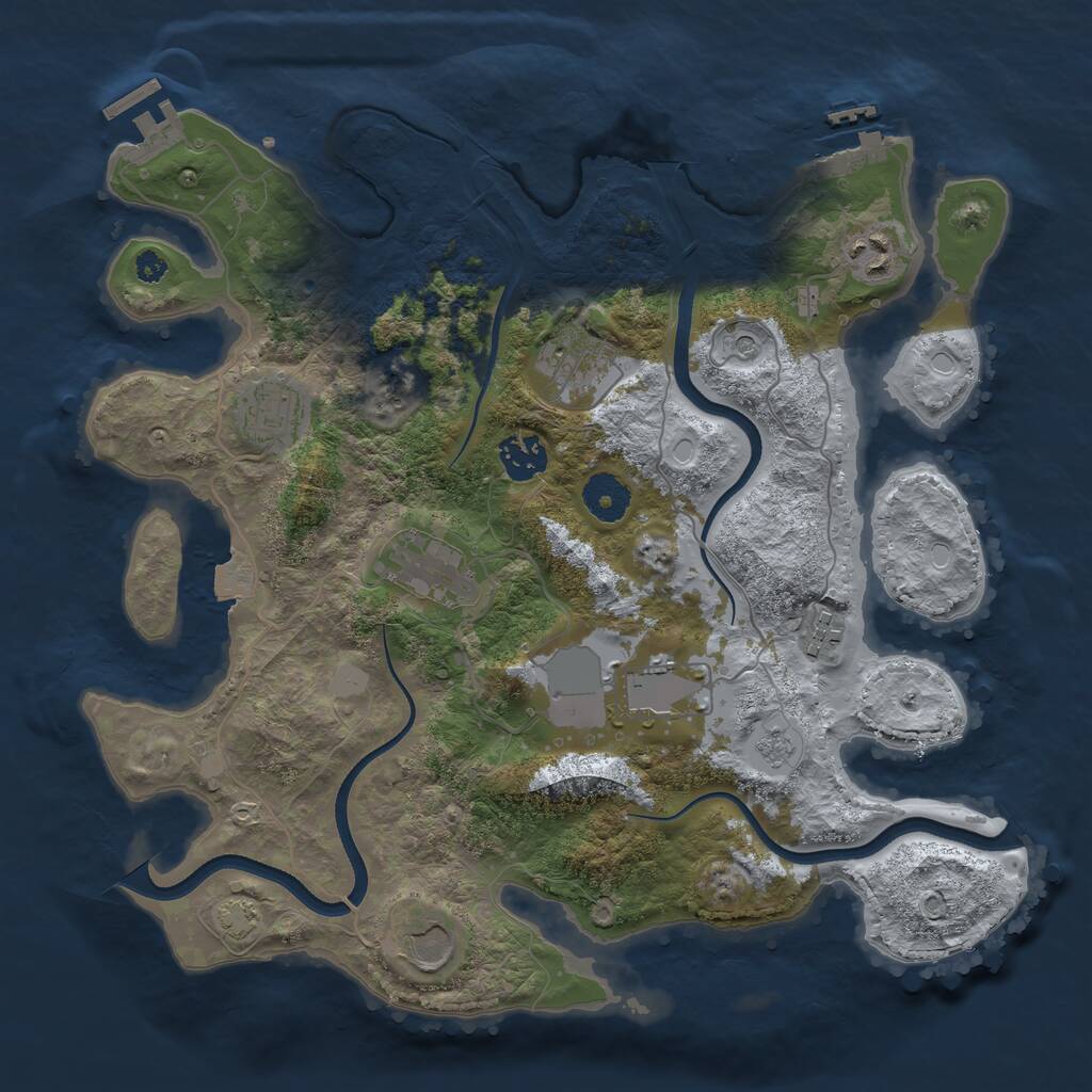 Rust Map: Procedural Map, Size: 3500, Seed: 1997964406, 14 Monuments