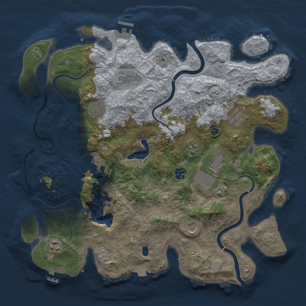 Rust Map: Procedural Map, Size: 4000, Seed: 445212346, 16 Monuments