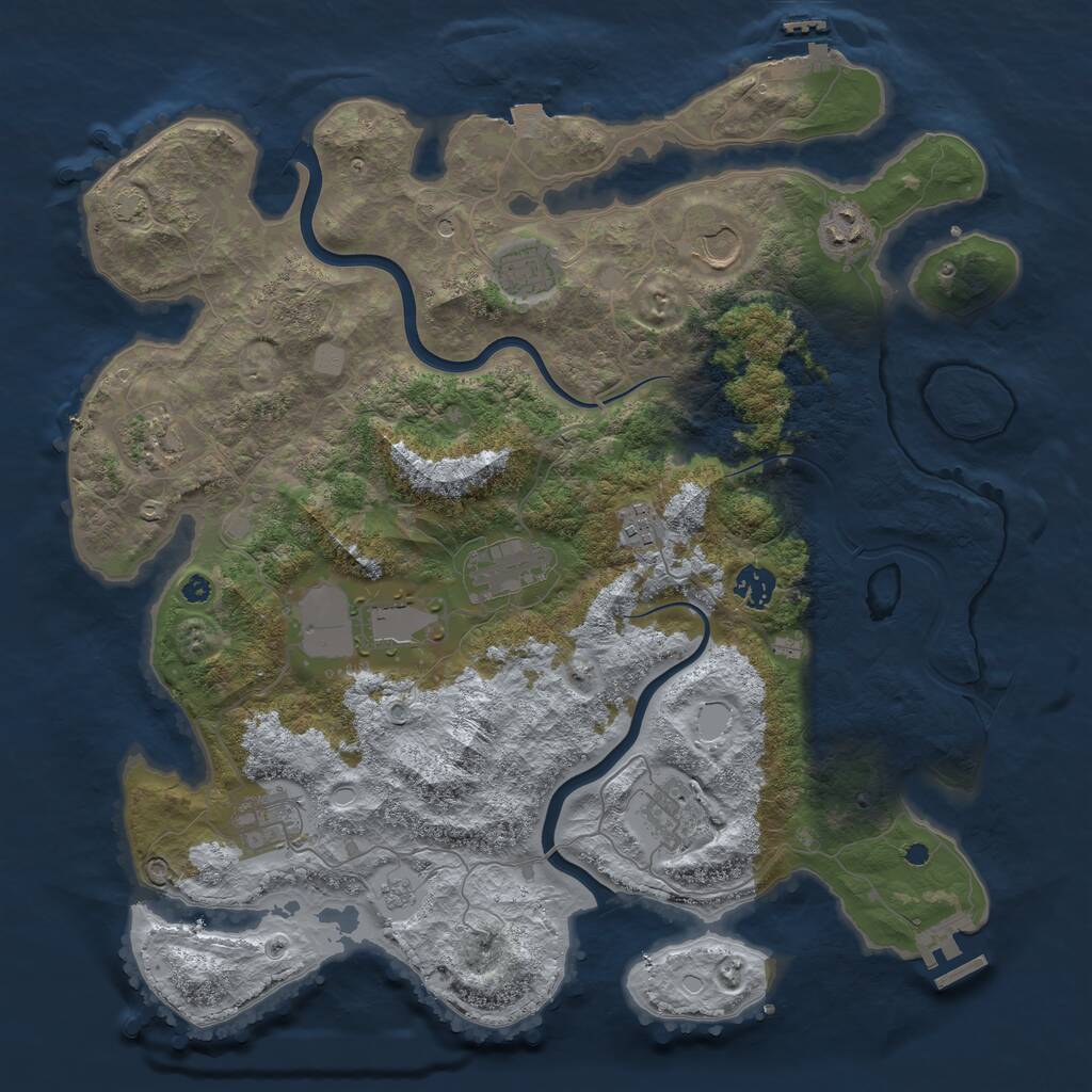 Rust Map: Procedural Map, Size: 3950, Seed: 868575120, 16 Monuments