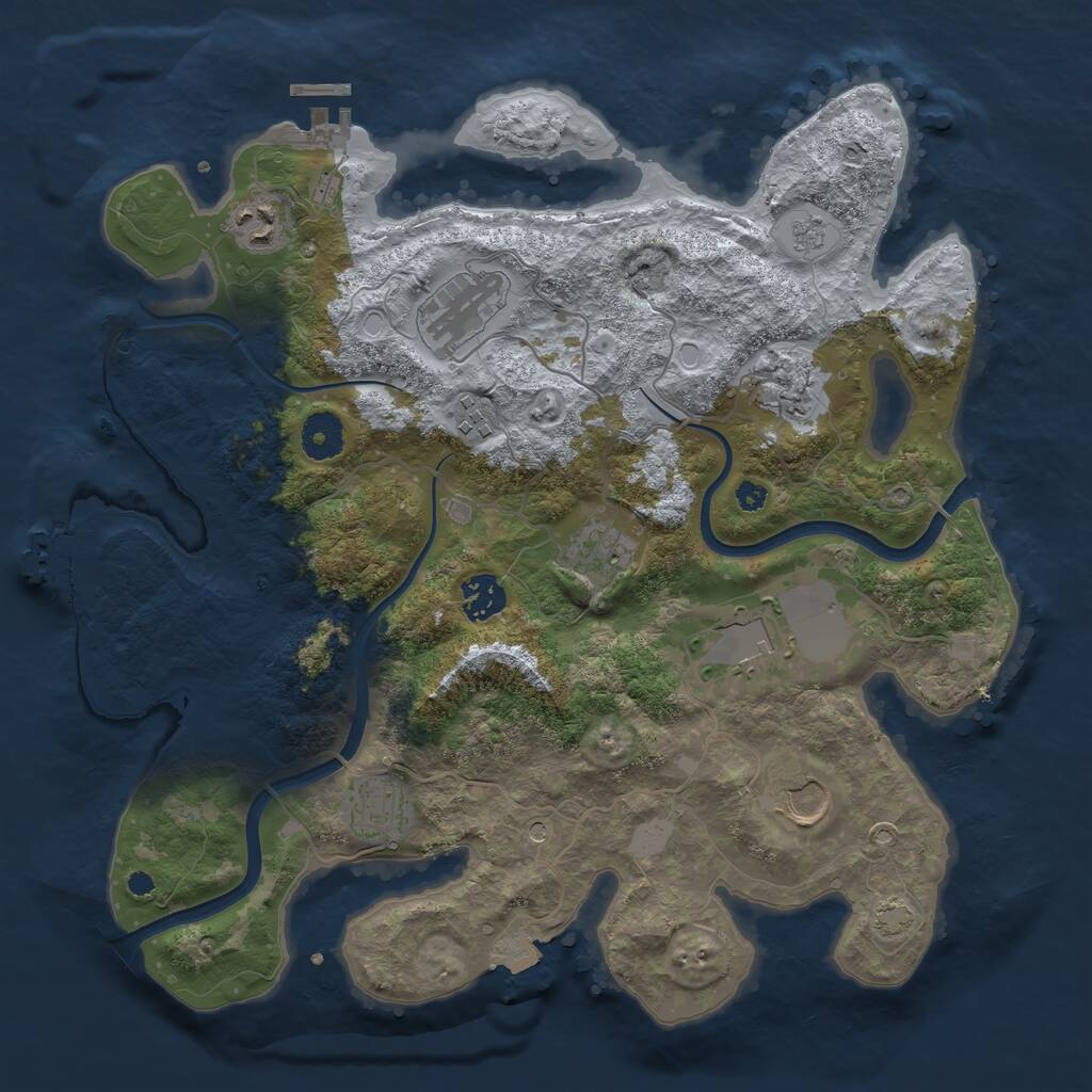 Rust Map: Procedural Map, Size: 3600, Seed: 1075760693, 15 Monuments