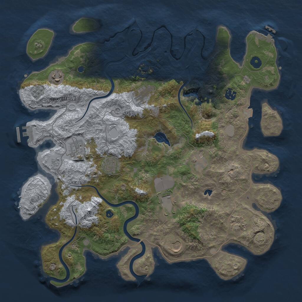 Rust Map: Procedural Map, Size: 4000, Seed: 880068, 16 Monuments