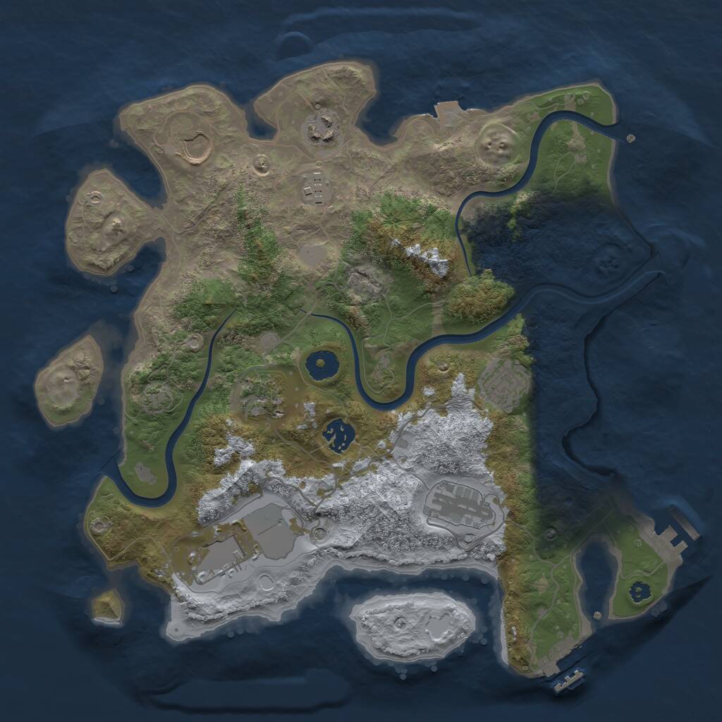 Rust Map: Procedural Map, Size: 3500, Seed: 2302658, 13 Monuments