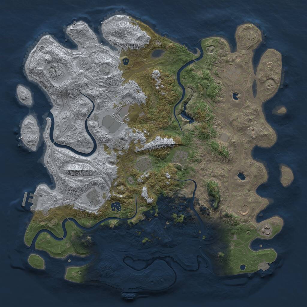 Rust Map: Procedural Map, Size: 4500, Seed: 1024155845, 16 Monuments