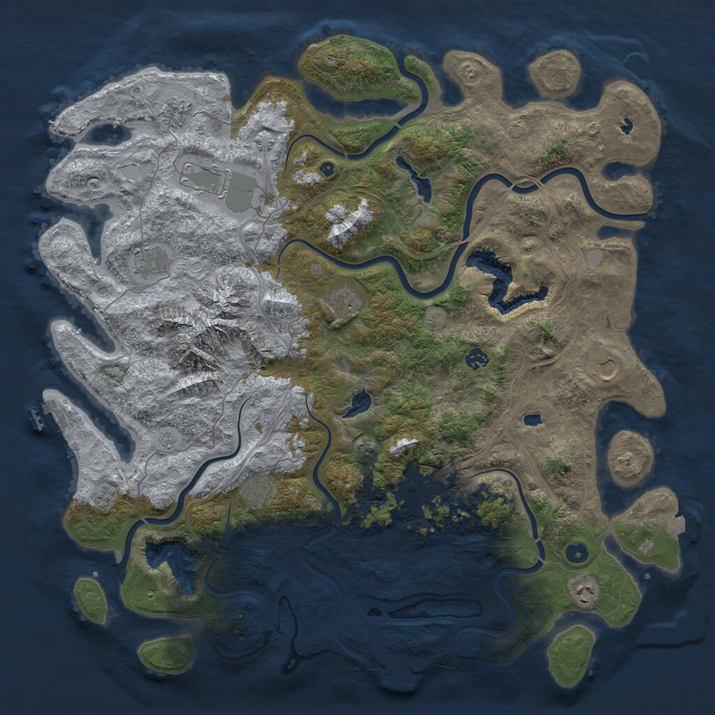 Rust Map: Procedural Map, Size: 5000, Seed: 80676077, 16 Monuments