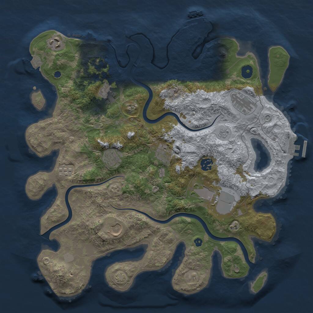 Rust Map: Procedural Map, Size: 3750, Seed: 858660504, 15 Monuments