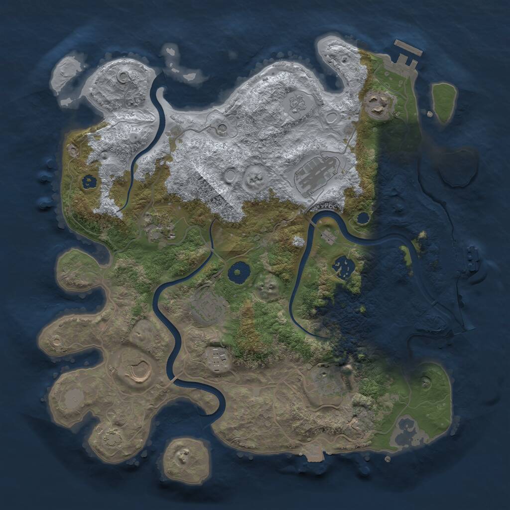 Rust Map: Procedural Map, Size: 3500, Seed: 1533500420, 14 Monuments