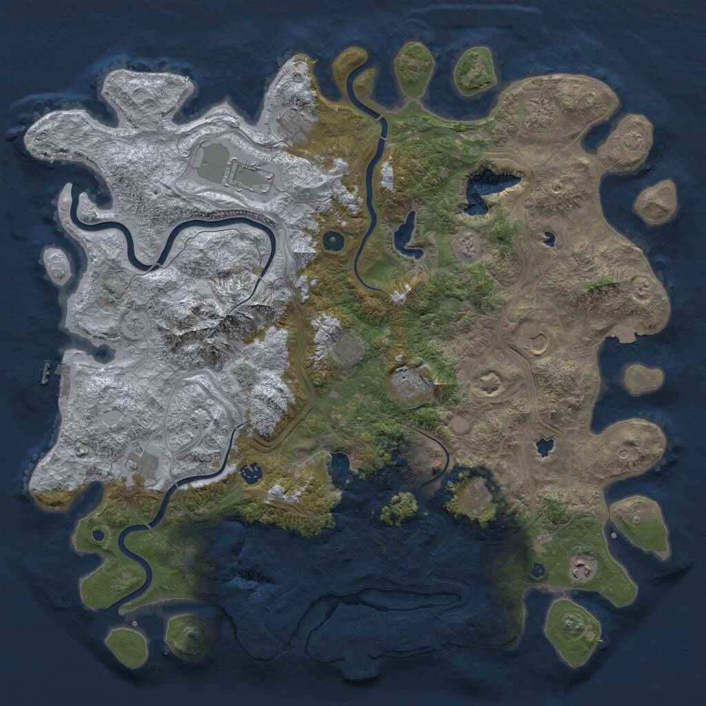 Rust Map: Procedural Map, Size: 5000, Seed: 3799884, 17 Monuments