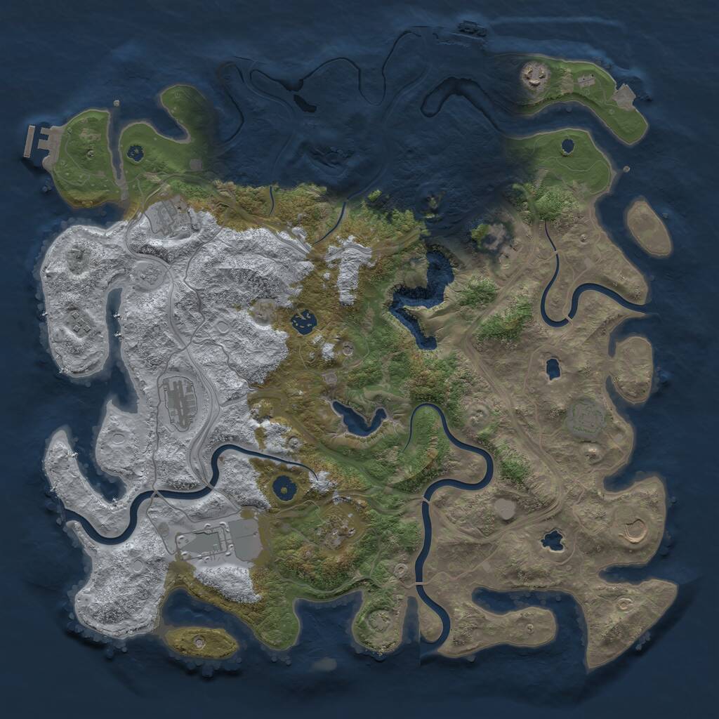 Rust Map: Procedural Map, Size: 4500, Seed: 304079038, 16 Monuments