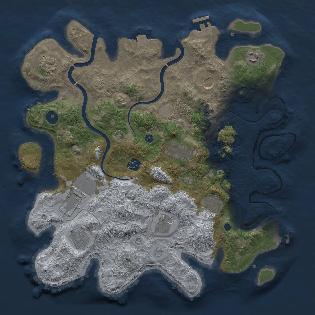 Rust Map: Procedural Map, Size: 3750, Seed: 21926182, 16 Monuments
