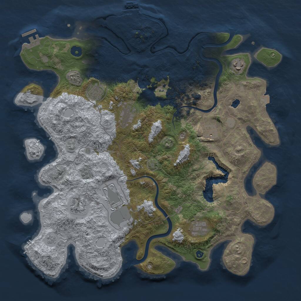 Rust Map: Procedural Map, Size: 4000, Seed: 1377018288, 14 Monuments