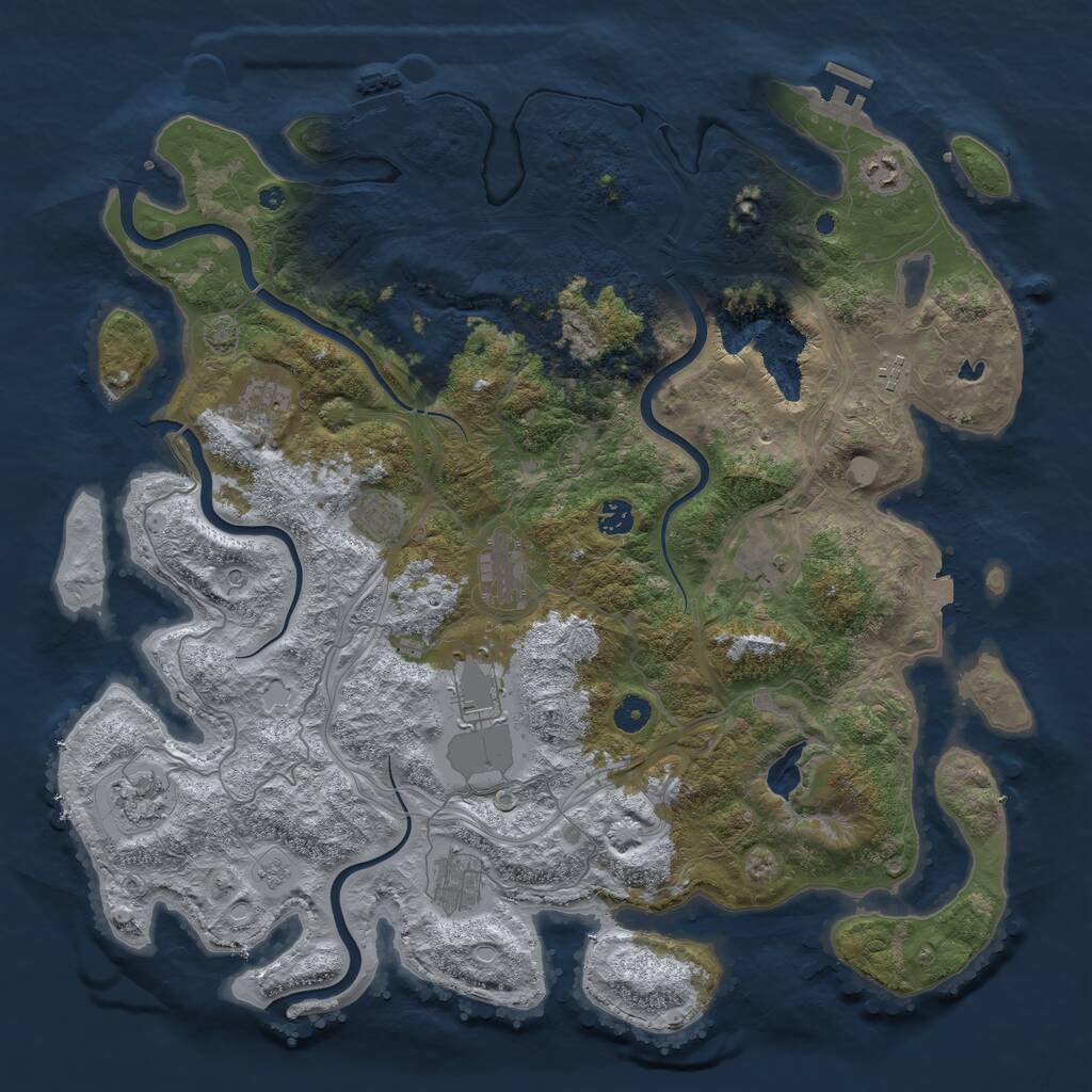 Rust Map: Procedural Map, Size: 4500, Seed: 2050231722, 16 Monuments