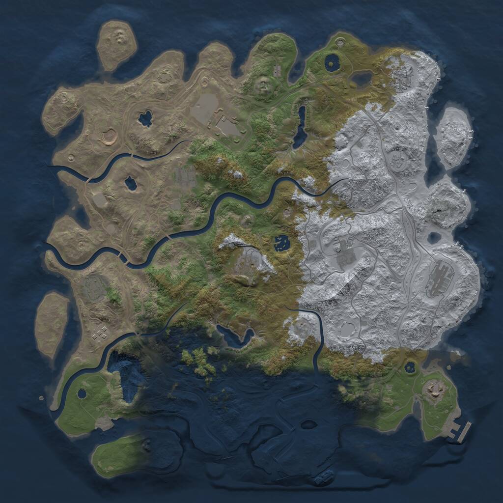 Rust Map: Procedural Map, Size: 4500, Seed: 1260168518, 17 Monuments