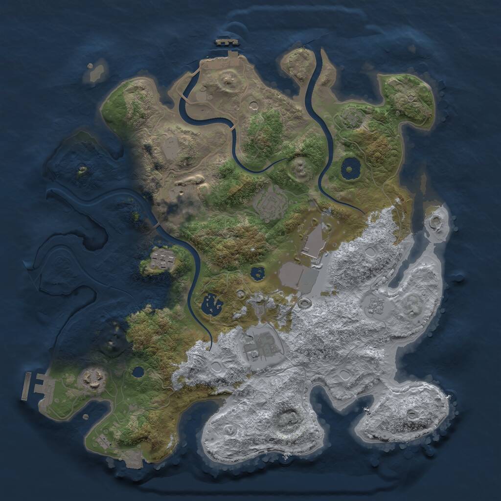 Rust Map: Procedural Map, Size: 3500, Seed: 378864, 13 Monuments