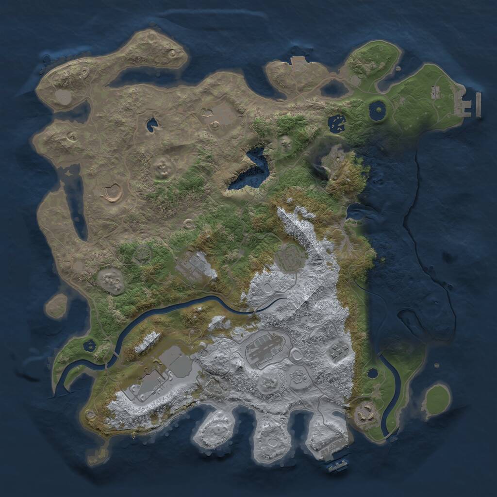 Rust Map: Procedural Map, Size: 4000, Seed: 1059007551, 16 Monuments