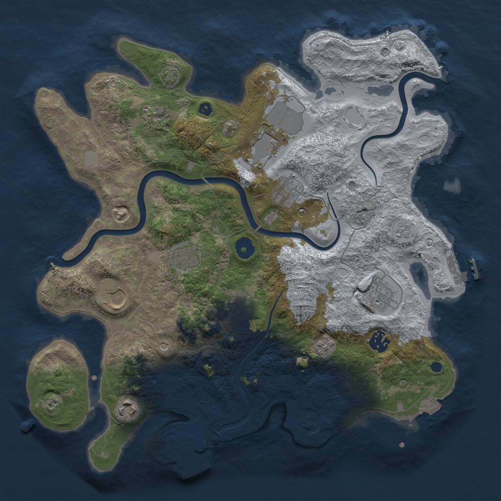 Rust Map: Procedural Map, Size: 3750, Seed: 556377, 16 Monuments
