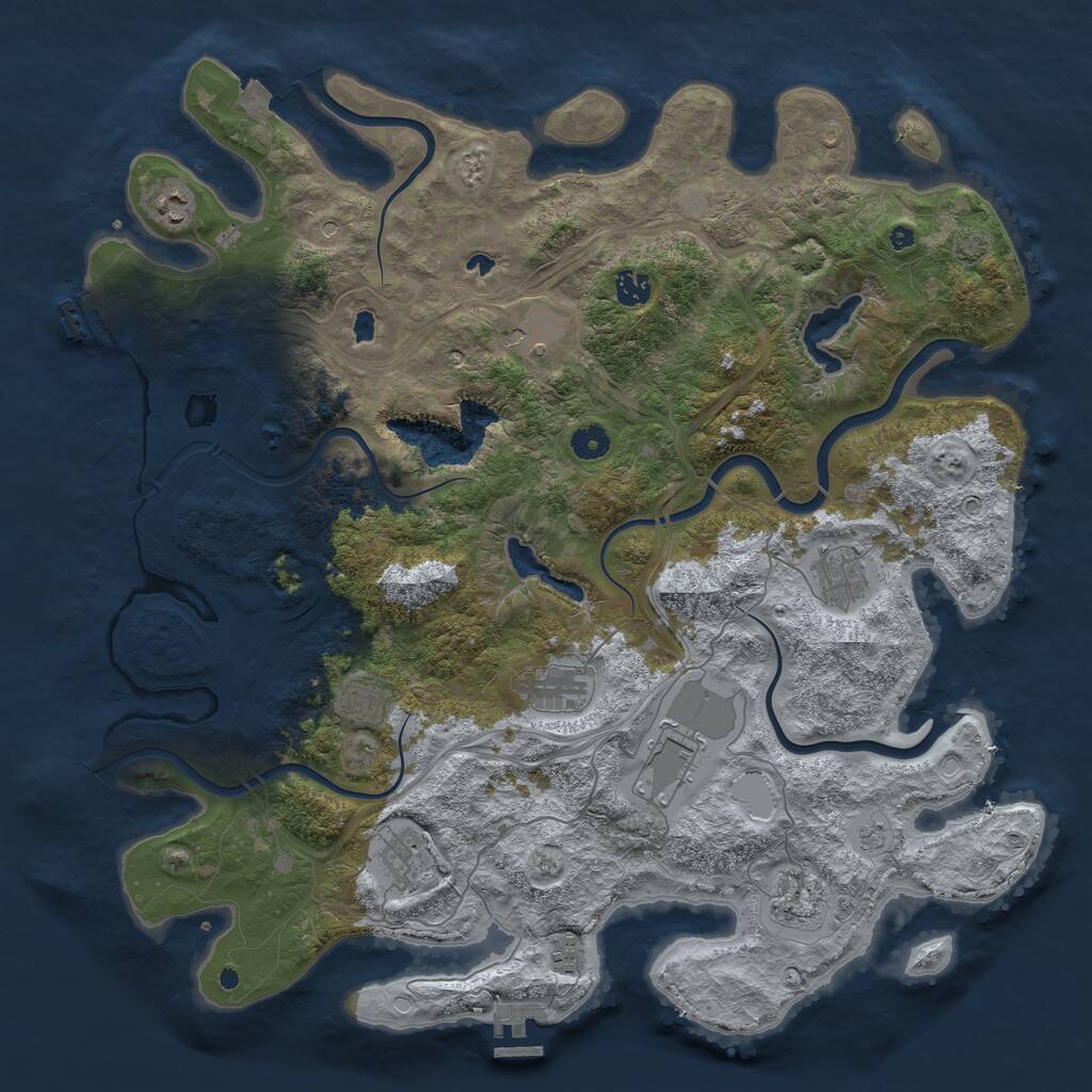 Rust Map: Procedural Map, Size: 4500, Seed: 133270812, 16 Monuments