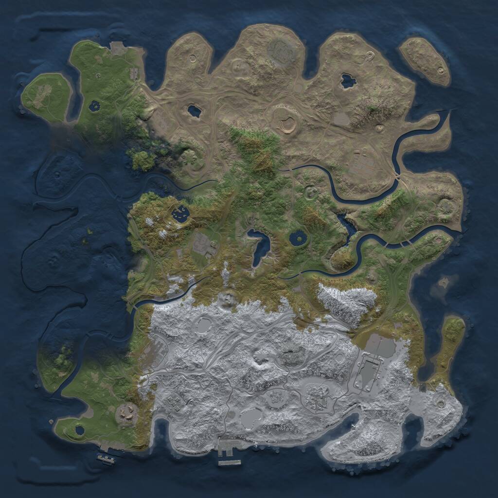Rust Map: Procedural Map, Size: 4500, Seed: 1057629265, 17 Monuments
