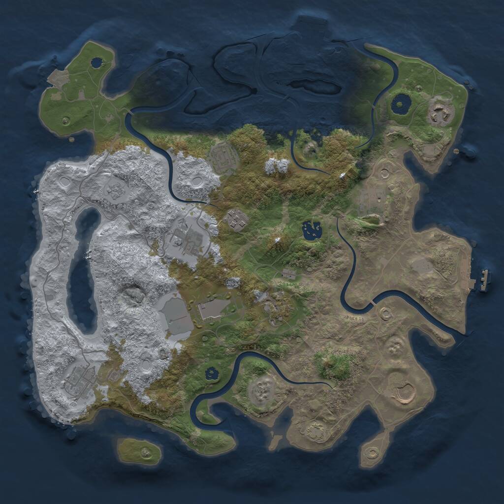 Rust Map: Procedural Map, Size: 3700, Seed: 1320257047, 16 Monuments