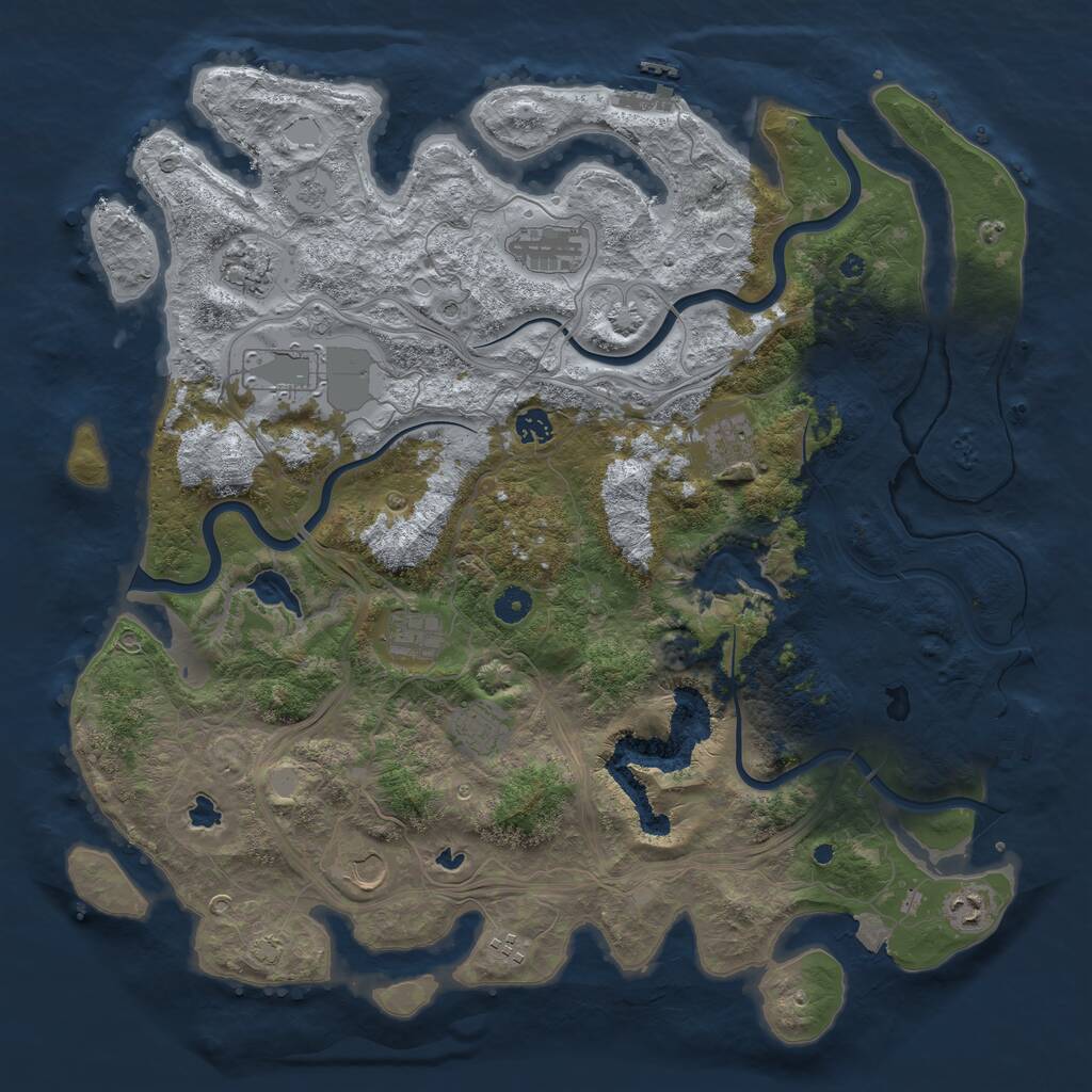Rust Map: Procedural Map, Size: 4500, Seed: 1227828620, 16 Monuments