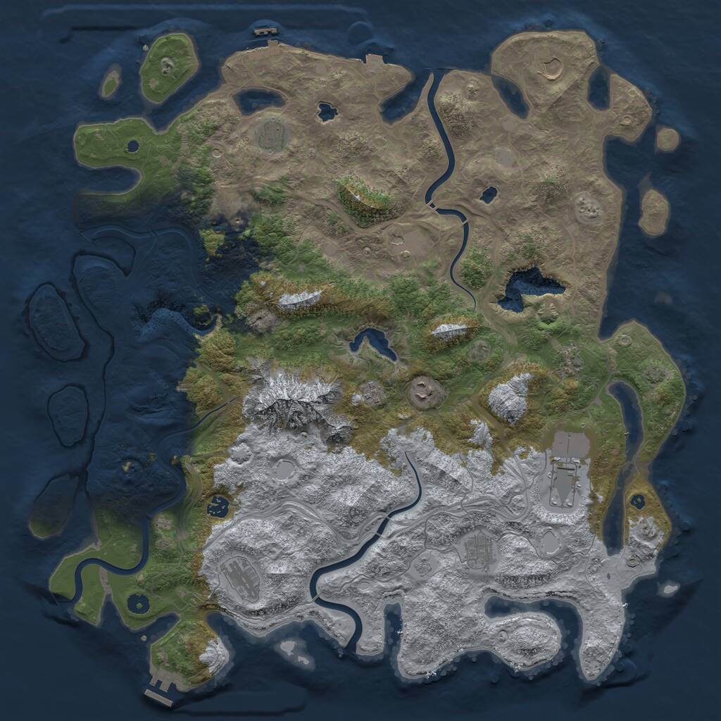 Rust Map: Procedural Map, Size: 5000, Seed: 2748391, 17 Monuments