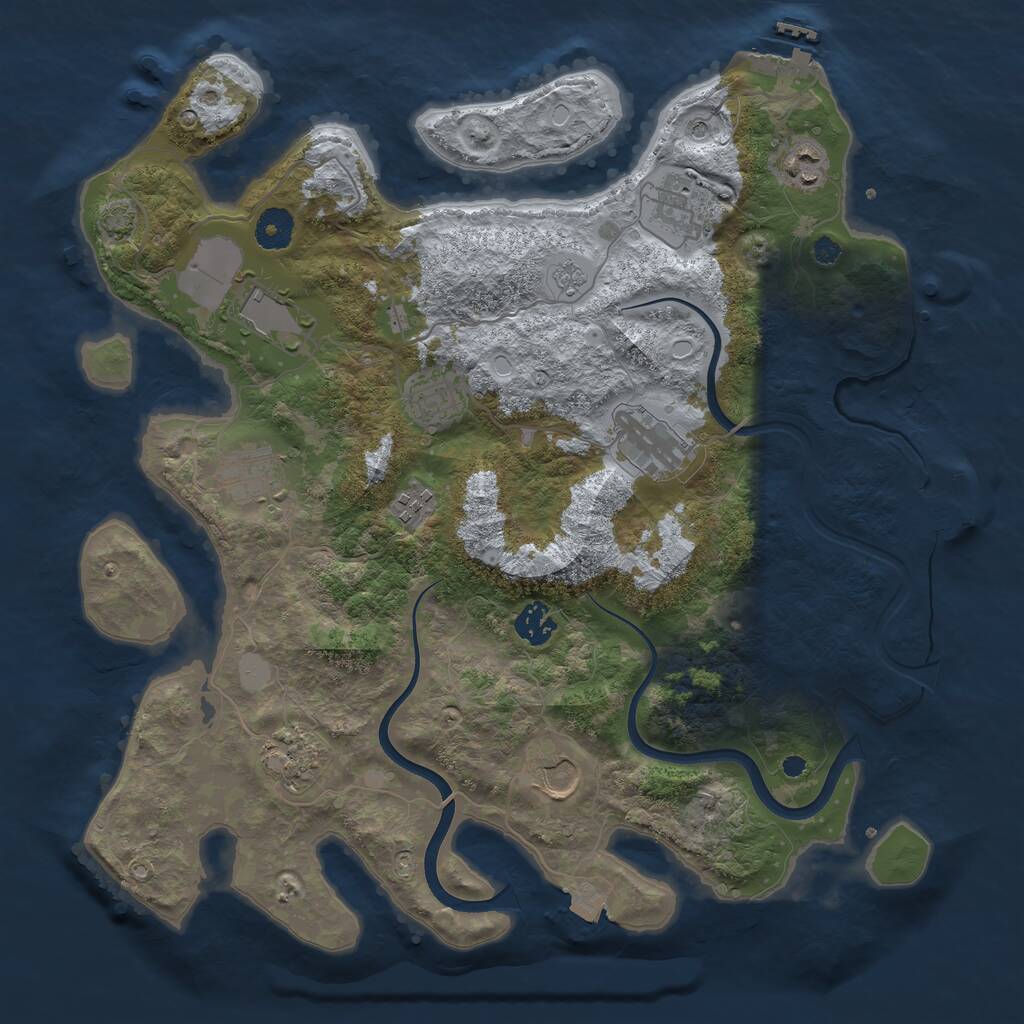 Rust Map: Procedural Map, Size: 3800, Seed: 1155153760, 16 Monuments