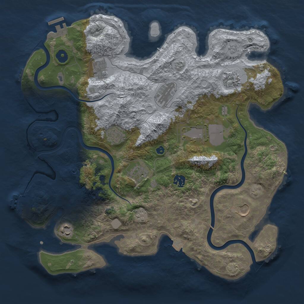 Rust Map: Procedural Map, Size: 3750, Seed: 239221764, 16 Monuments