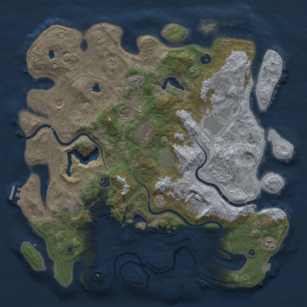 Rust Map: Procedural Map, Size: 4500, Seed: 45381480, 17 Monuments