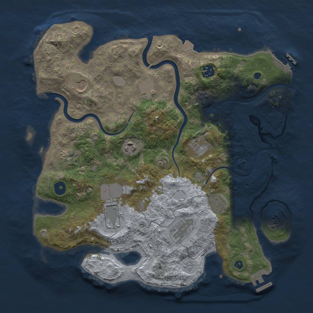 Rust Map: Procedural Map, Size: 3650, Seed: 2876, 16 Monuments