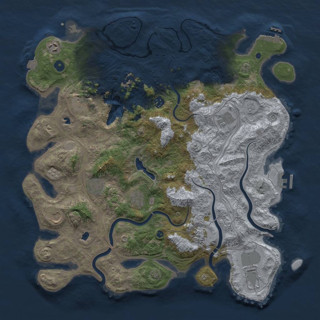Rust Map: Procedural Map, Size: 4500, Seed: 258207887, 16 Monuments