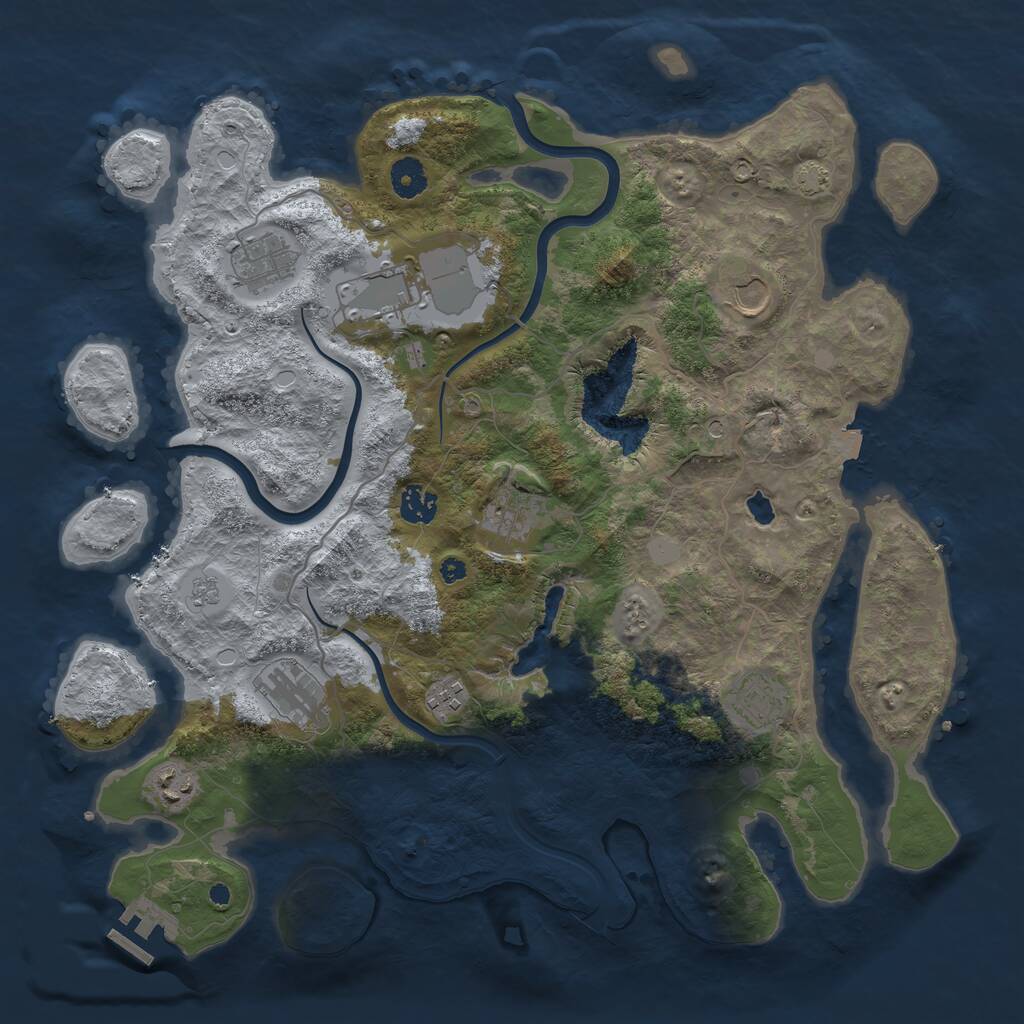 Rust Map: Procedural Map, Size: 4000, Seed: 543453, 14 Monuments