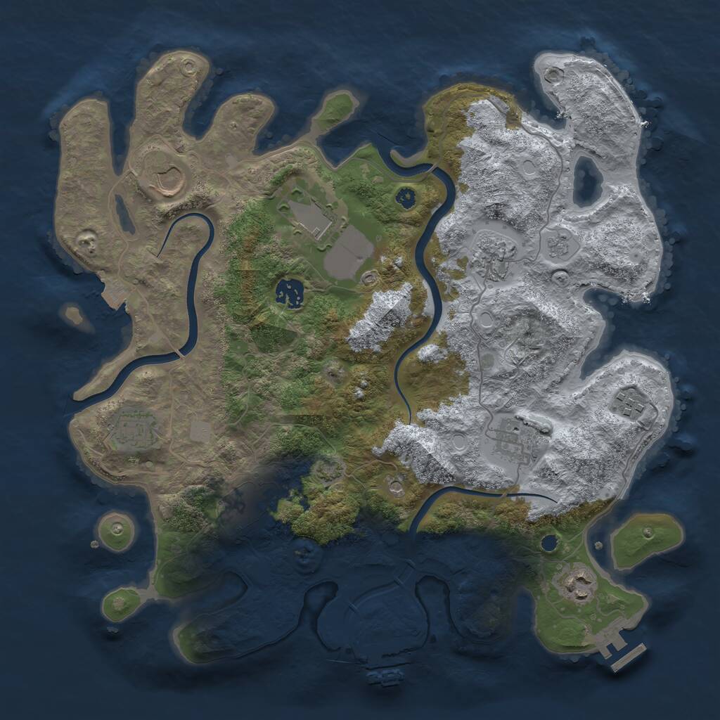 Rust Map: Procedural Map, Size: 3650, Seed: 18934579, 15 Monuments
