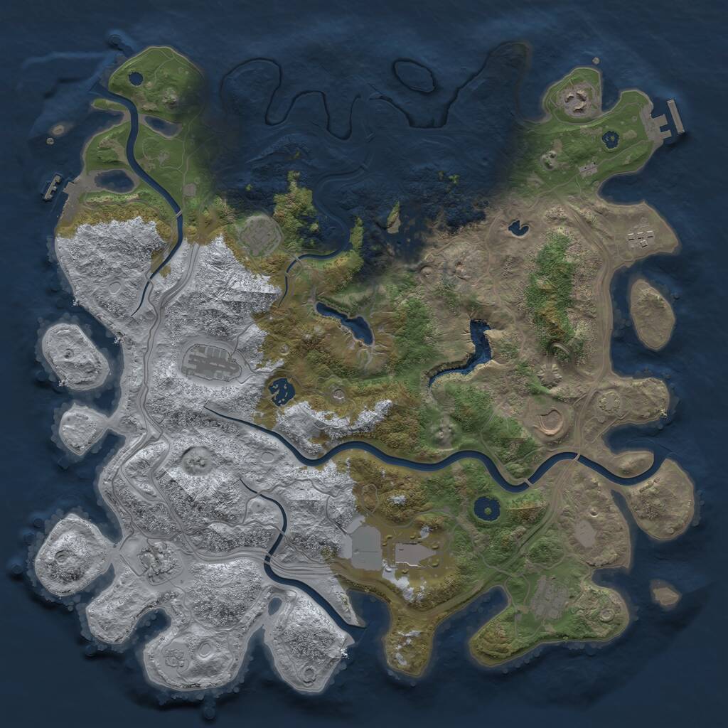Rust Map: Procedural Map, Size: 4250, Seed: 1083919480, 16 Monuments