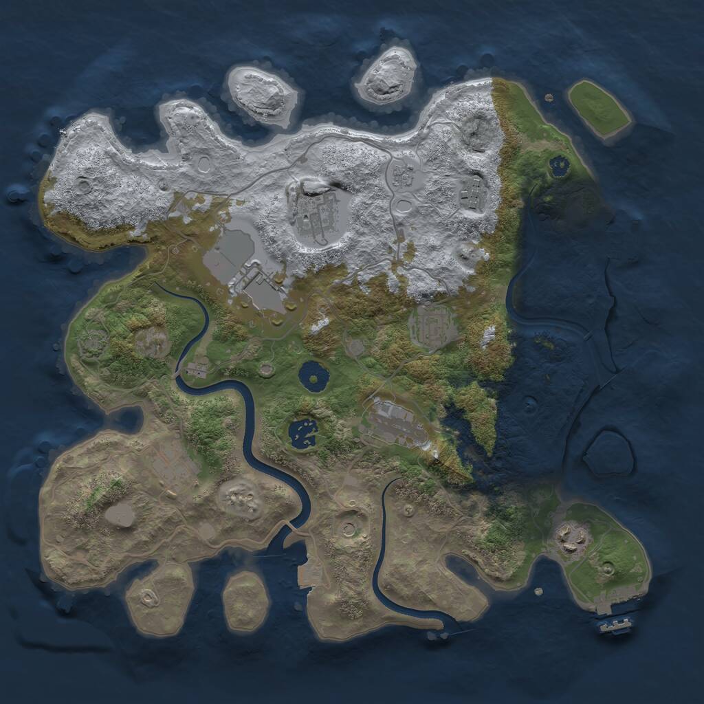 Rust Map: Procedural Map, Size: 3500, Seed: 1059617170, 14 Monuments