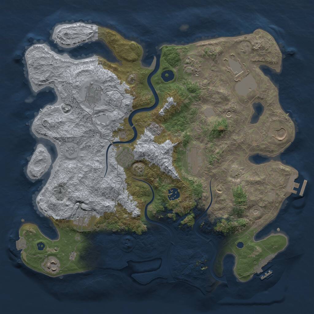 Rust Map: Procedural Map, Size: 3850, Seed: 123957347, 16 Monuments