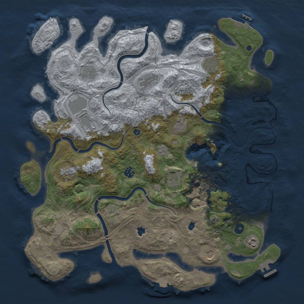 Rust Map: Procedural Map, Size: 4500, Seed: 464545445, 17 Monuments