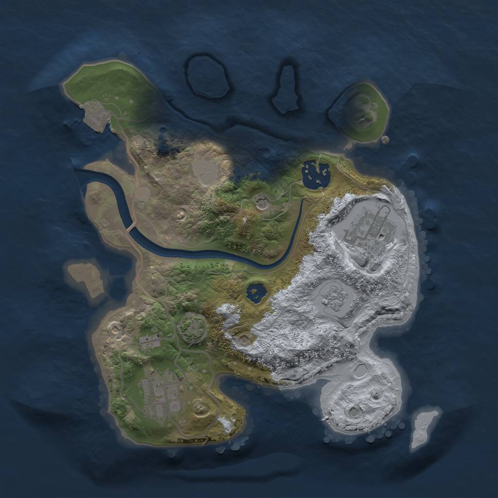 Rust Map: Procedural Map, Size: 2500, Seed: 2069691319, 7 Monuments