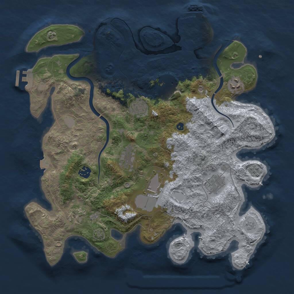 Rust Map: Procedural Map, Size: 3750, Seed: 91654755, 15 Monuments
