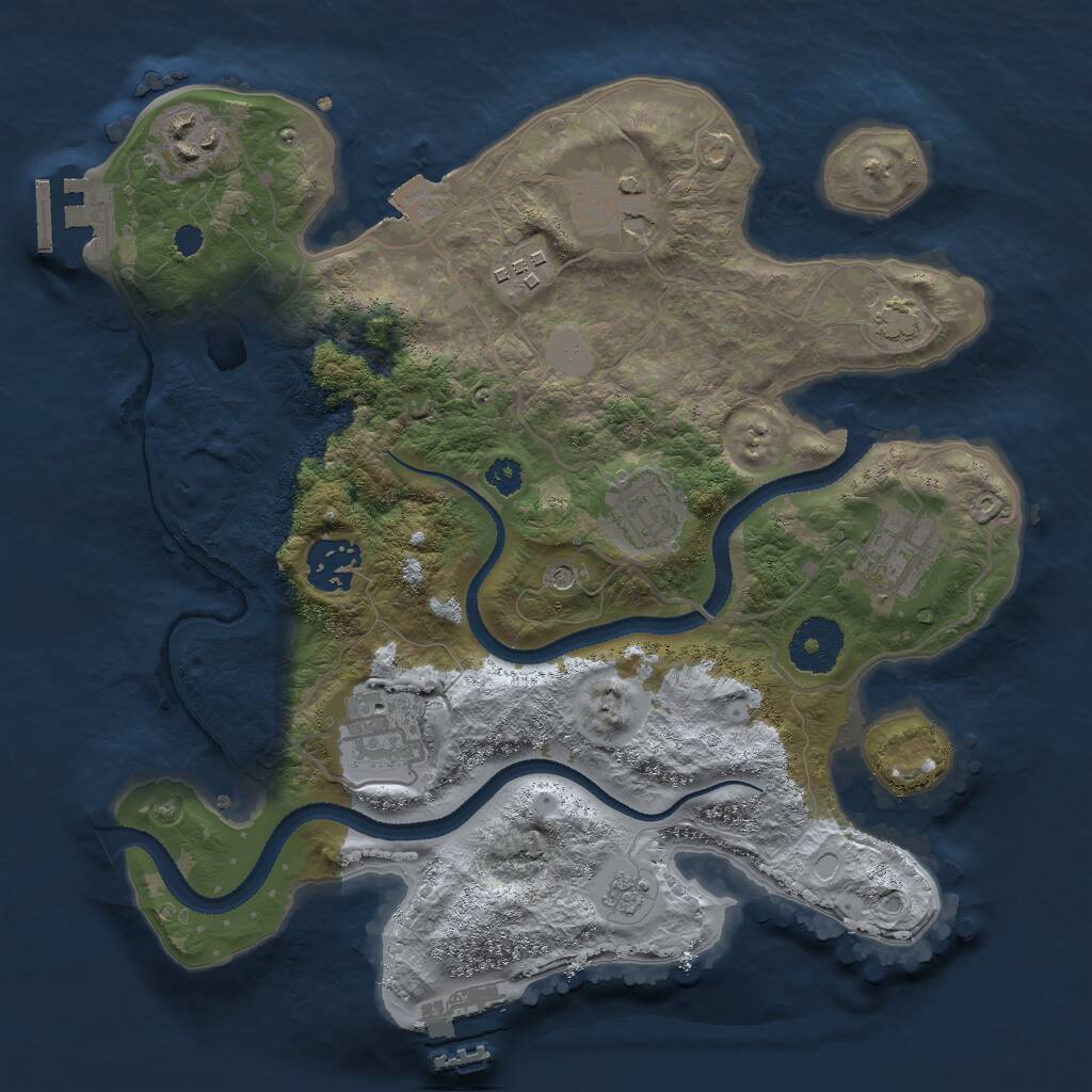 Rust Map: Procedural Map, Size: 3000, Seed: 235992807, 13 Monuments