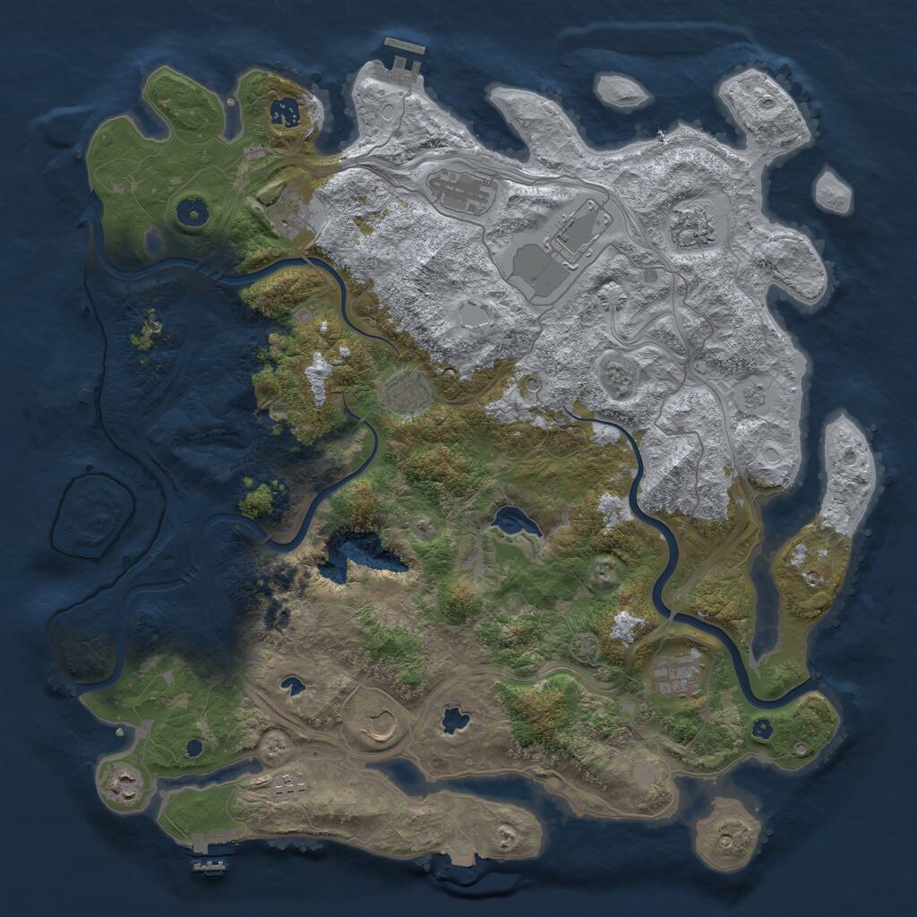Rust Map: Procedural Map, Size: 4500, Seed: 1414770709, 16 Monuments